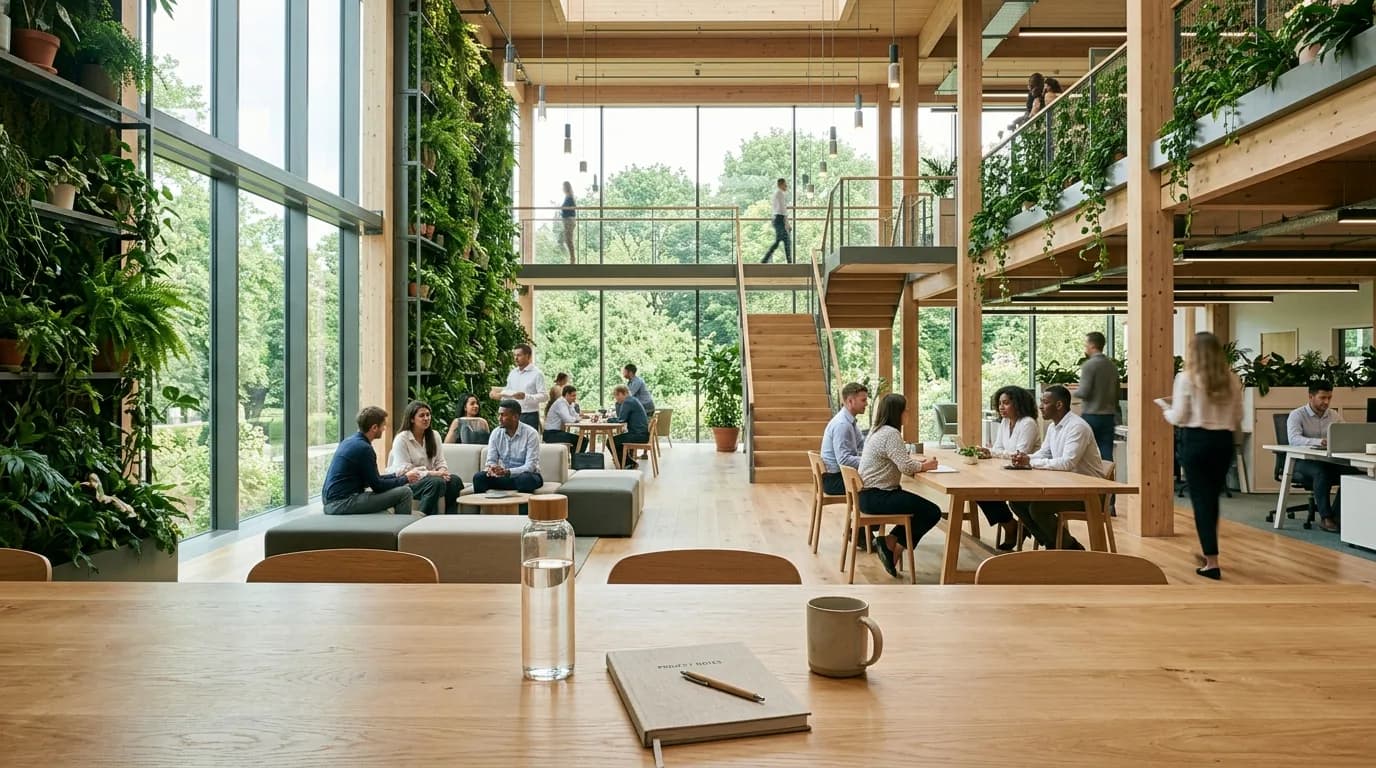 Modern eco-conscious architectural office atrium